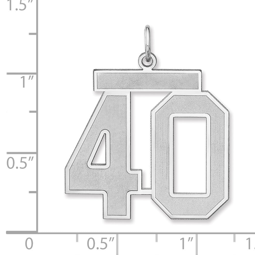 Alternate view of the Sterling Silver, Jersey Collection, Extra Large Number 40 Pendant by The Black Bow Jewelry Co.