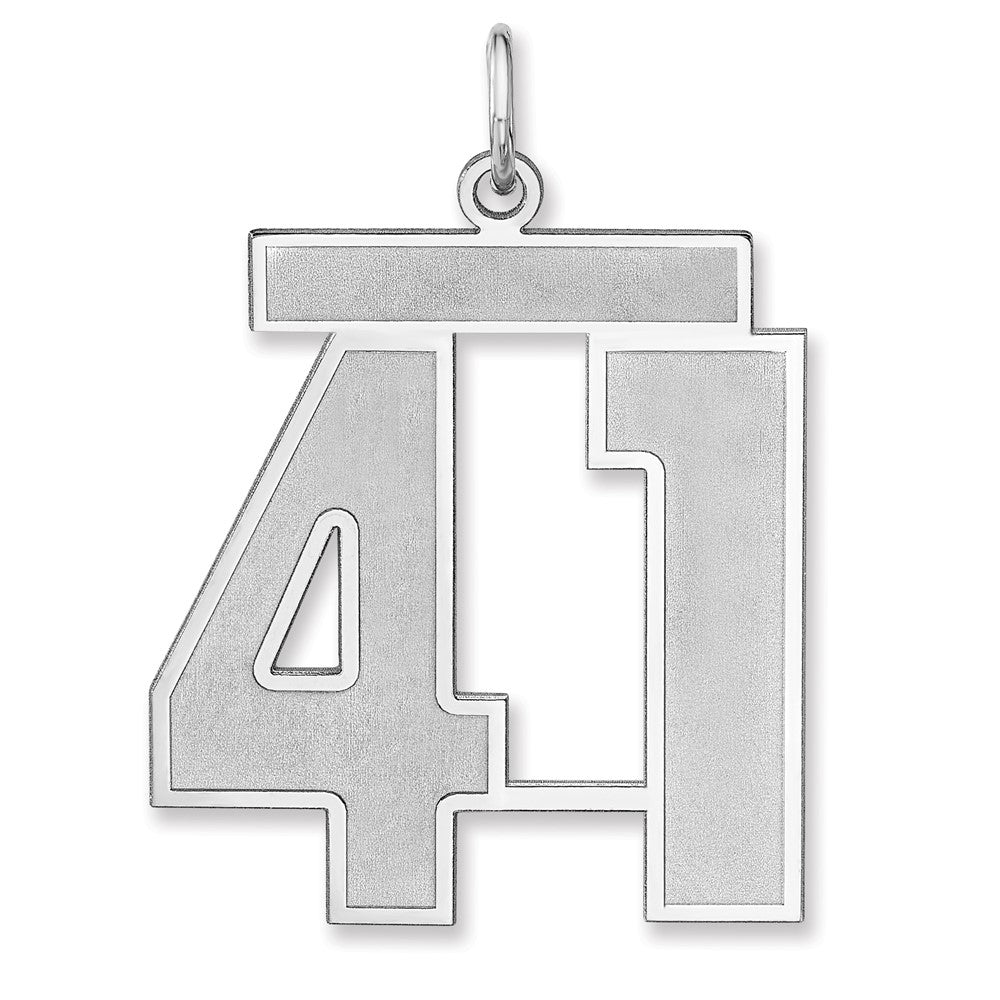 Sterling Silver, Jersey Collection, Extra Large Number 41 Pendant, Item P33459-41 by The Black Bow Jewelry Co.