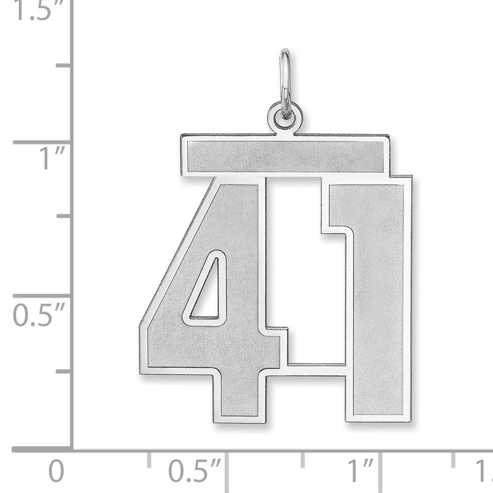 Alternate view of the Sterling Silver, Jersey Collection, Extra Large Number 41 Pendant by The Black Bow Jewelry Co.
