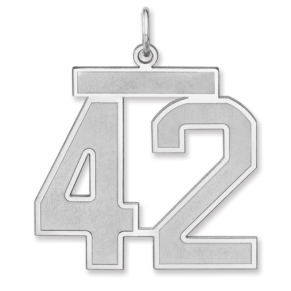 Sterling Silver, Jersey Collection, Extra Large Number 42 Pendant, Item P33459-42 by The Black Bow Jewelry Co.