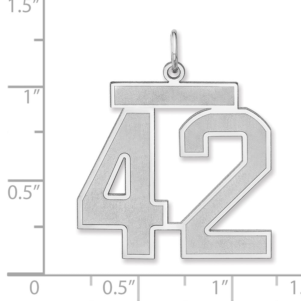 Alternate view of the Sterling Silver, Jersey Collection, Extra Large Number 42 Pendant by The Black Bow Jewelry Co.
