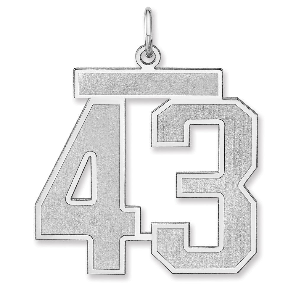 Sterling Silver, Jersey Collection, Extra Large Number 43 Pendant, Item P33459-43 by The Black Bow Jewelry Co.