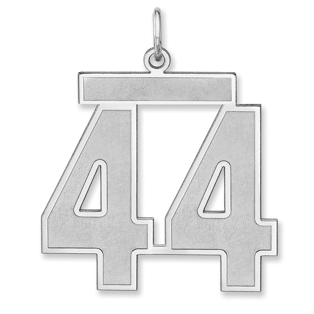 Sterling Silver, Jersey Collection, Extra Large Number 44 Pendant, Item P33459-44 by The Black Bow Jewelry Co.