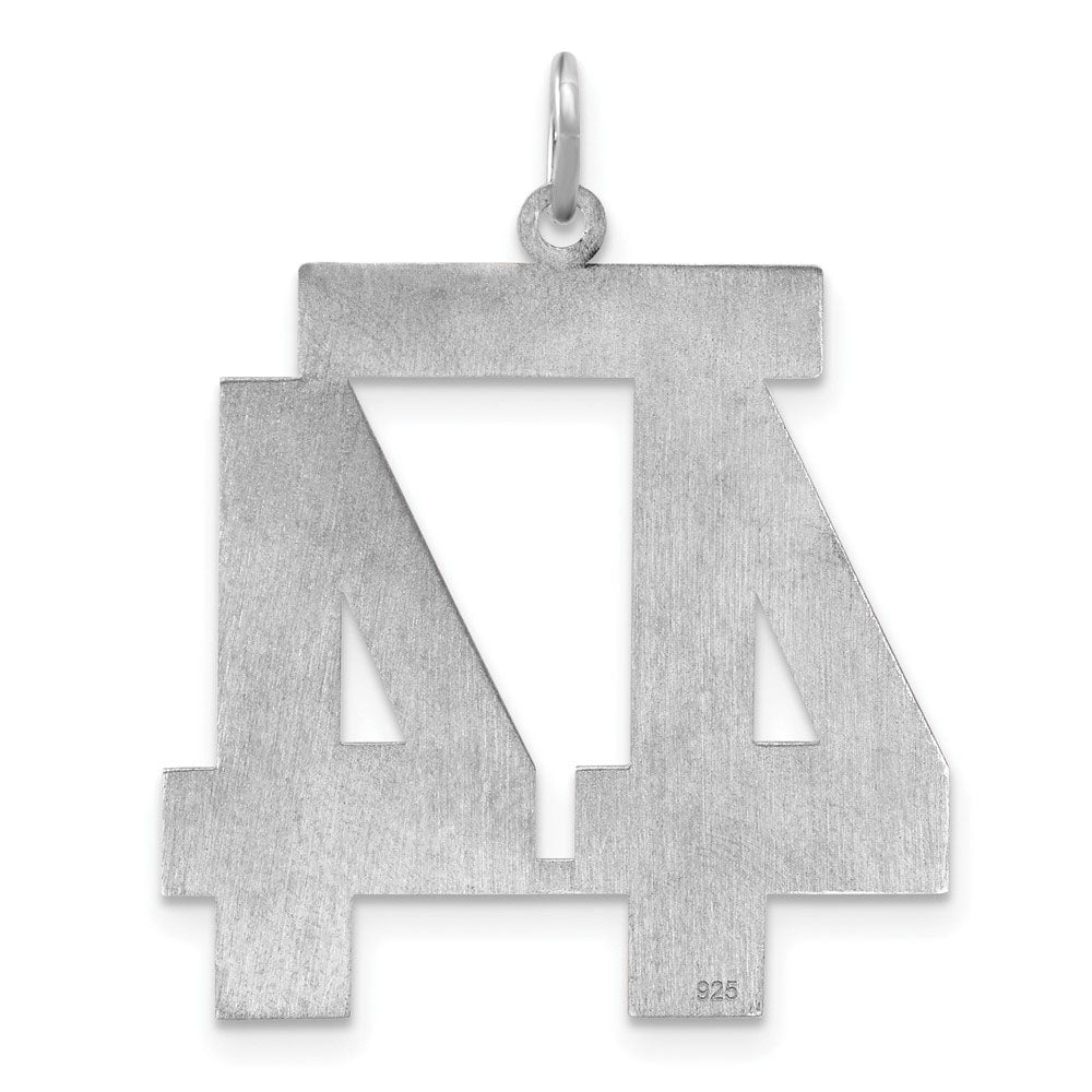 Alternate view of the Sterling Silver, Jersey Collection, Extra Large Number 44 Pendant by The Black Bow Jewelry Co.