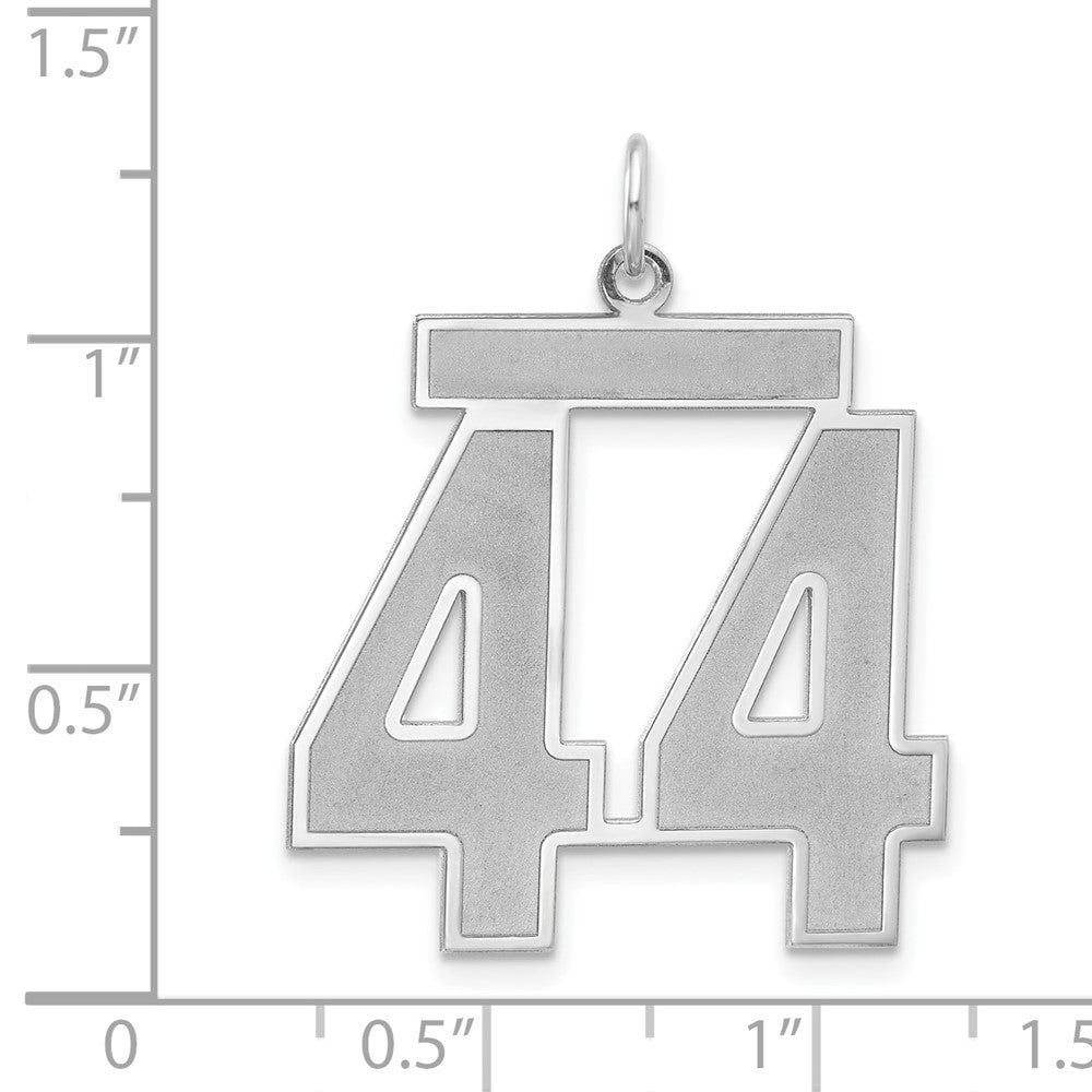 Alternate view of the Sterling Silver, Jersey Collection, Extra Large Number 44 Pendant by The Black Bow Jewelry Co.