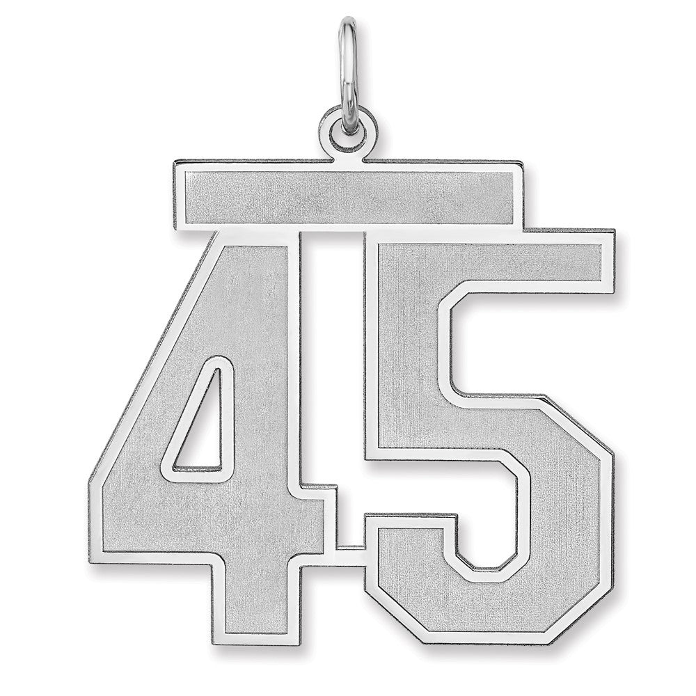 Sterling Silver, Jersey Collection, Extra Large Number 45 Pendant, Item P33459-45 by The Black Bow Jewelry Co.