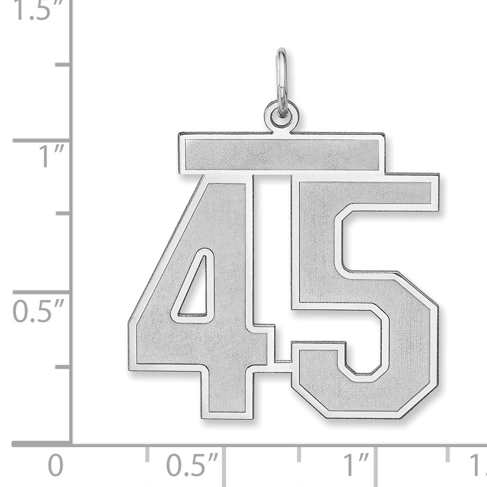 Alternate view of the Sterling Silver, Jersey Collection, Extra Large Number 45 Pendant by The Black Bow Jewelry Co.