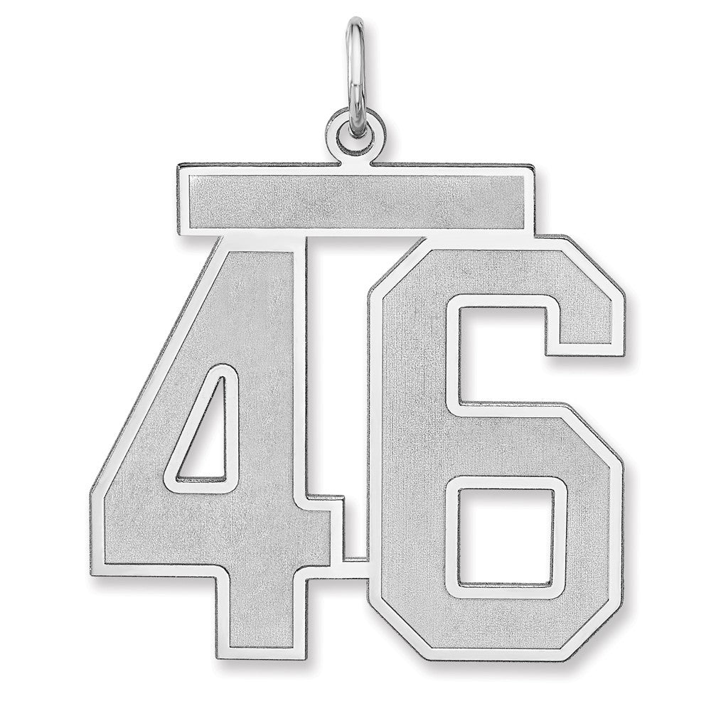 Sterling Silver, Jersey Collection, Extra Large Number 46 Pendant, Item P33459-46 by The Black Bow Jewelry Co.