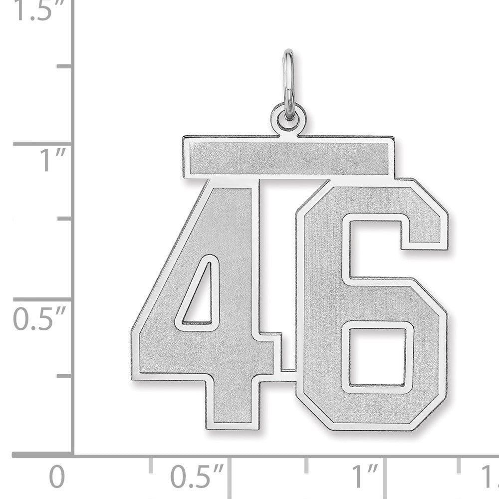 Alternate view of the Sterling Silver, Jersey Collection, Extra Large Number 46 Pendant by The Black Bow Jewelry Co.