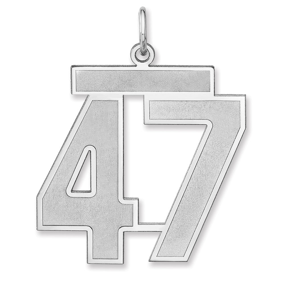 Sterling Silver, Jersey Collection, Extra Large Number 47 Pendant, Item P33459-47 by The Black Bow Jewelry Co.