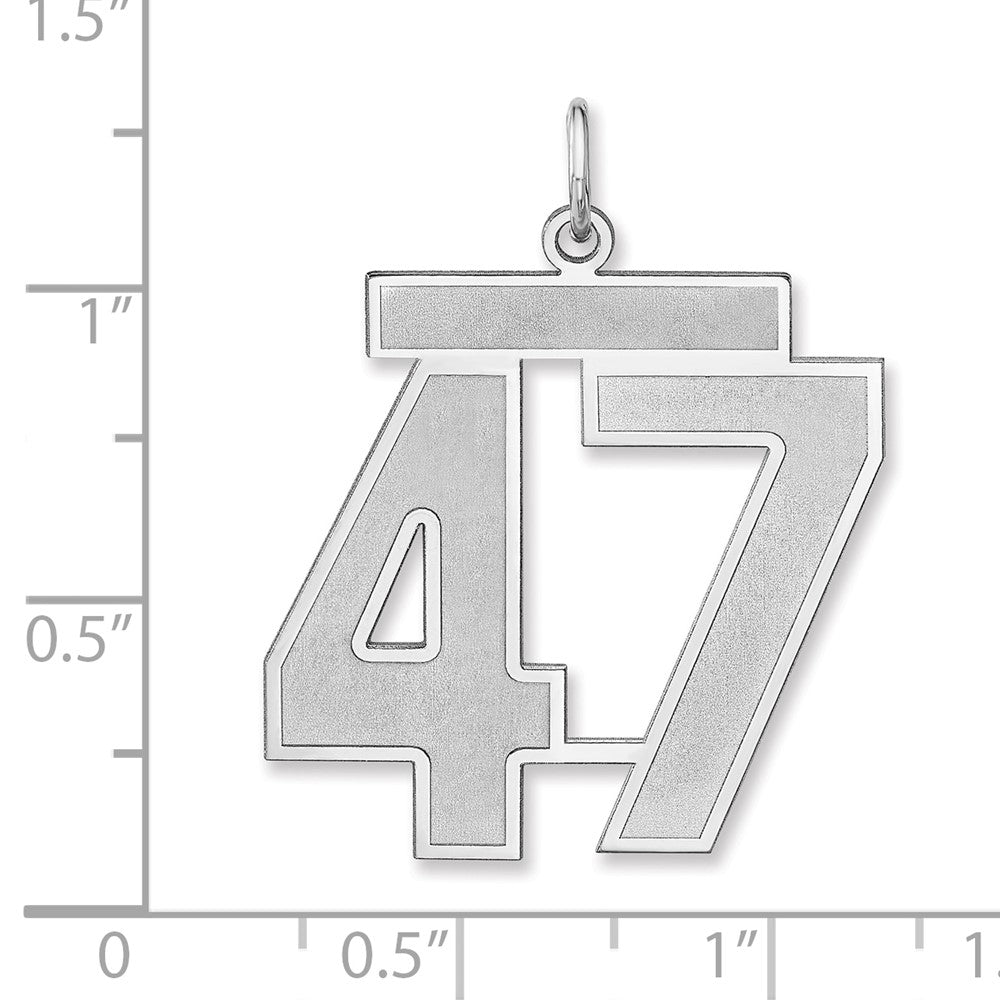 Alternate view of the Sterling Silver, Jersey Collection, Extra Large Number 47 Pendant by The Black Bow Jewelry Co.