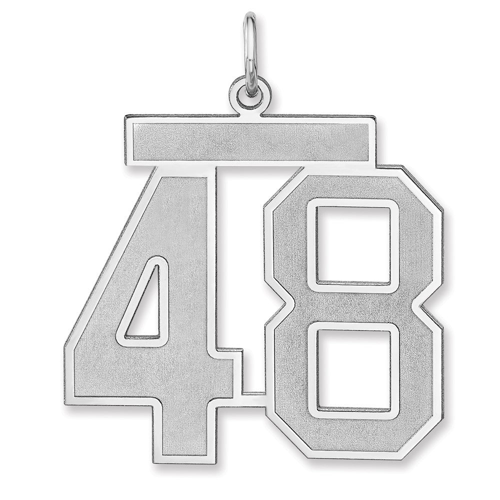 Sterling Silver, Jersey Collection, Extra Large Number 48 Pendant, Item P33459-48 by The Black Bow Jewelry Co.