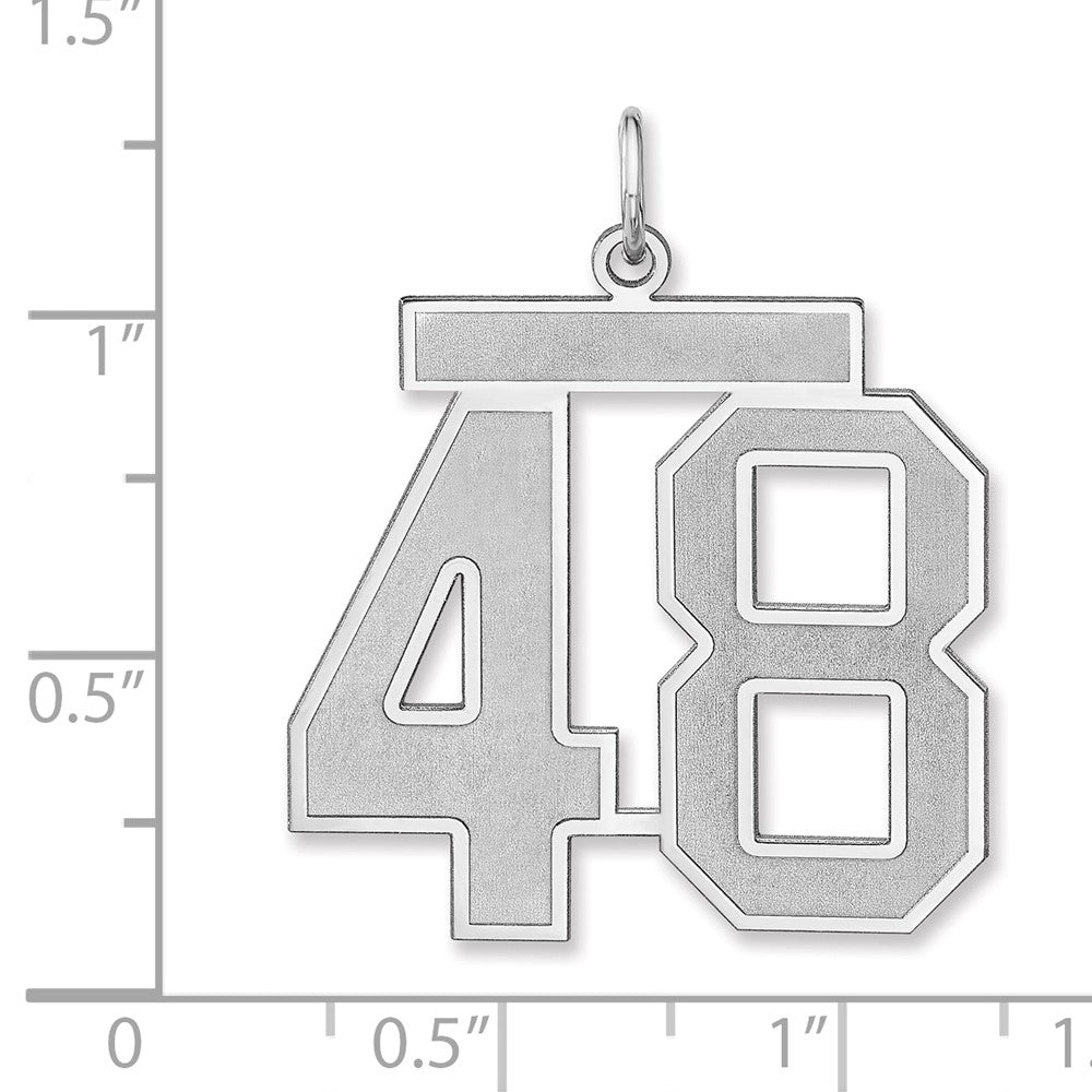 Alternate view of the Sterling Silver, Jersey Collection, Extra Large Number 48 Pendant by The Black Bow Jewelry Co.