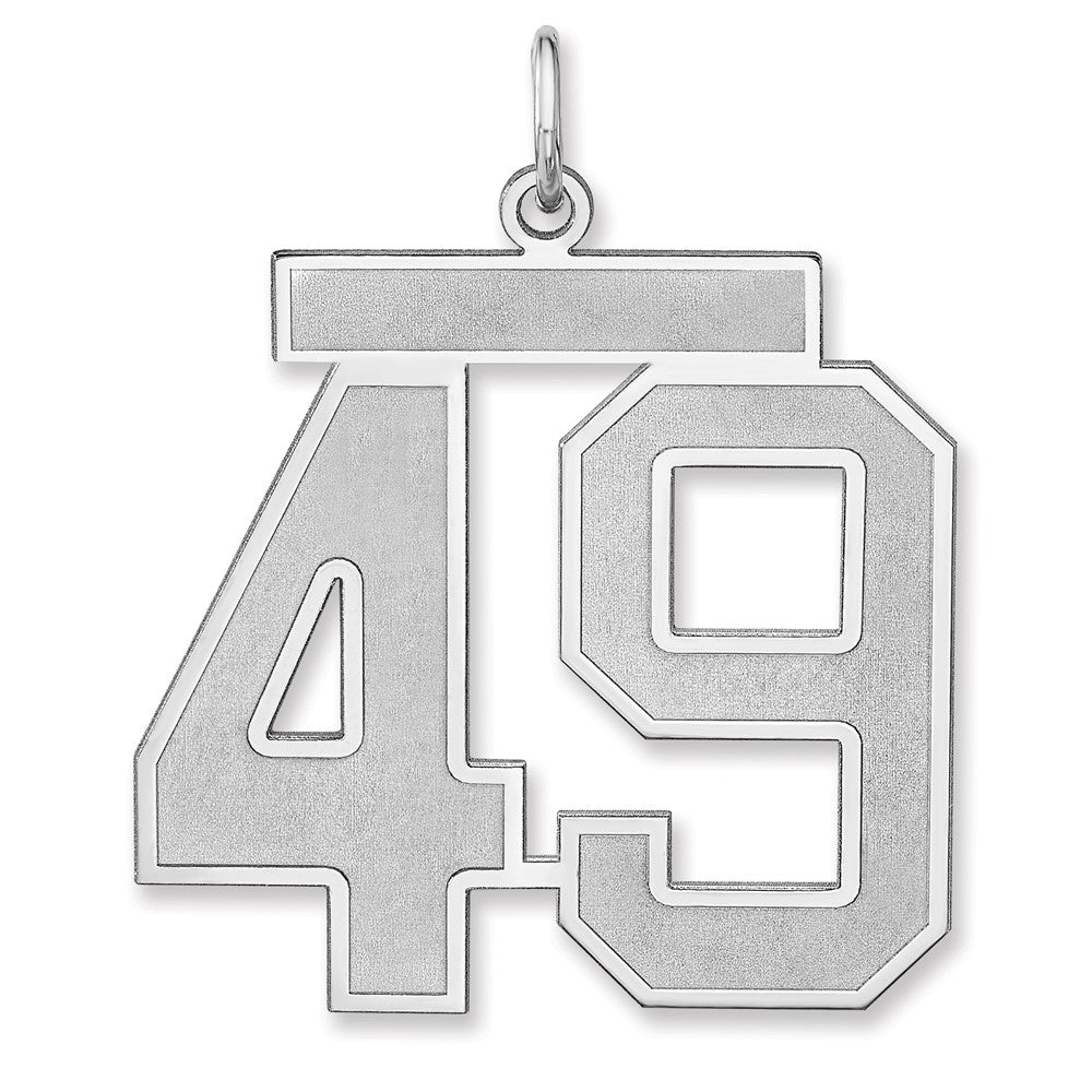 Sterling Silver, Jersey Collection, Extra Large Number 49 Pendant, Item P33459-49 by The Black Bow Jewelry Co.