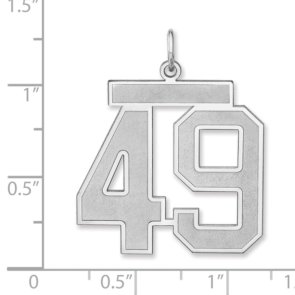 Alternate view of the Sterling Silver, Jersey Collection, Extra Large Number 49 Pendant by The Black Bow Jewelry Co.