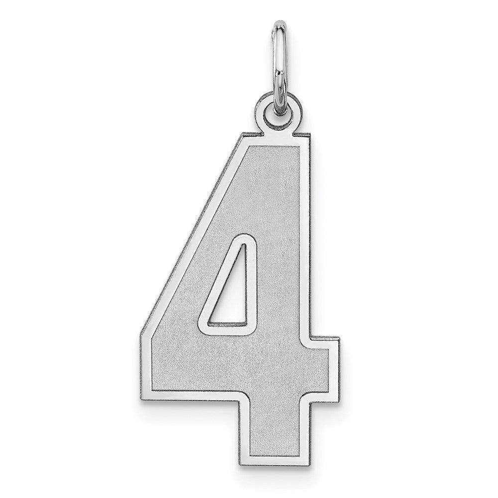 Sterling Silver, Jersey Collection, Extra Large Number 4 Pendant, Item P33459-4 by The Black Bow Jewelry Co.