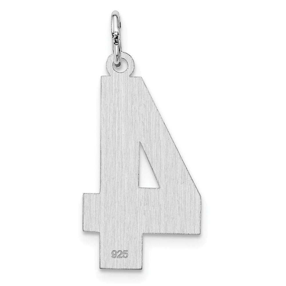 Alternate view of the Sterling Silver, Jersey Collection, Extra Large Number 4 Pendant by The Black Bow Jewelry Co.