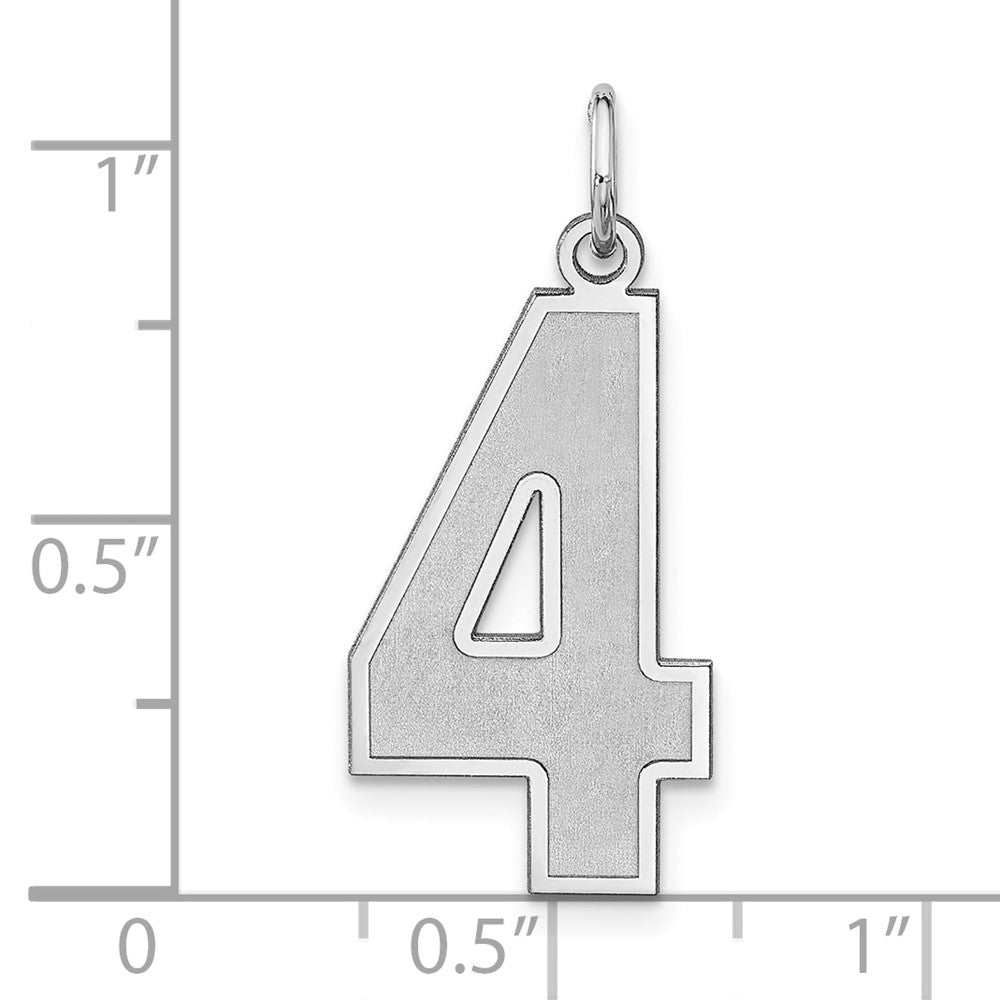 Alternate view of the Sterling Silver, Jersey Collection, Extra Large Number 4 Pendant by The Black Bow Jewelry Co.