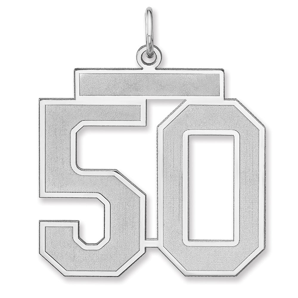 Sterling Silver, Jersey Collection, Extra Large Number 50 Pendant, Item P33459-50 by The Black Bow Jewelry Co.