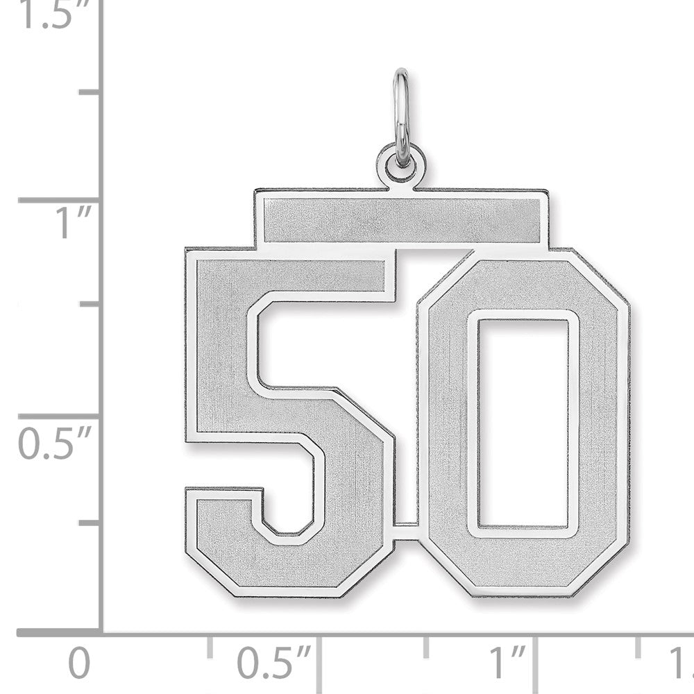 Alternate view of the Sterling Silver, Jersey Collection, Extra Large Number 50 Pendant by The Black Bow Jewelry Co.