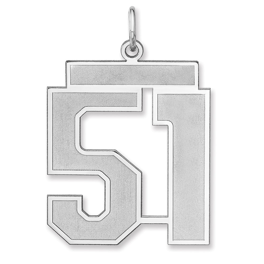 Sterling Silver, Jersey Collection, Extra Large Number 51 Pendant, Item P33459-51 by The Black Bow Jewelry Co.
