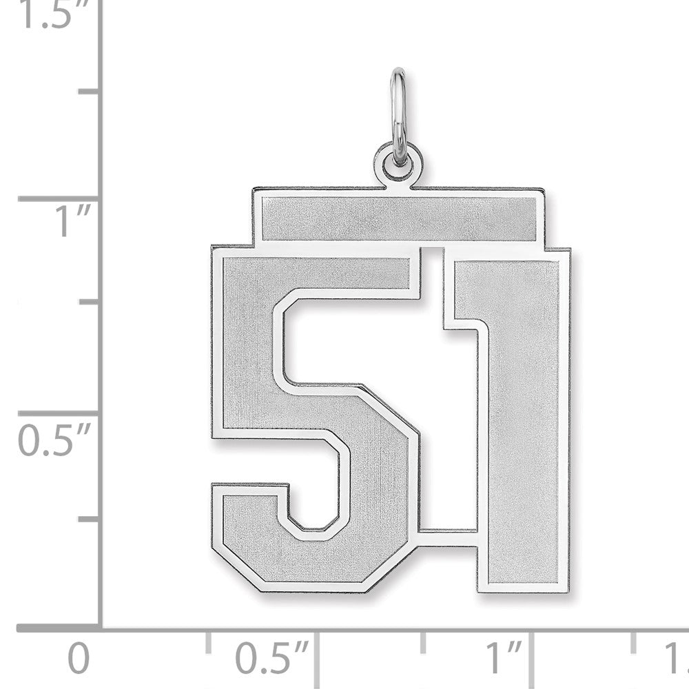 Alternate view of the Sterling Silver, Jersey Collection, Extra Large Number 51 Pendant by The Black Bow Jewelry Co.