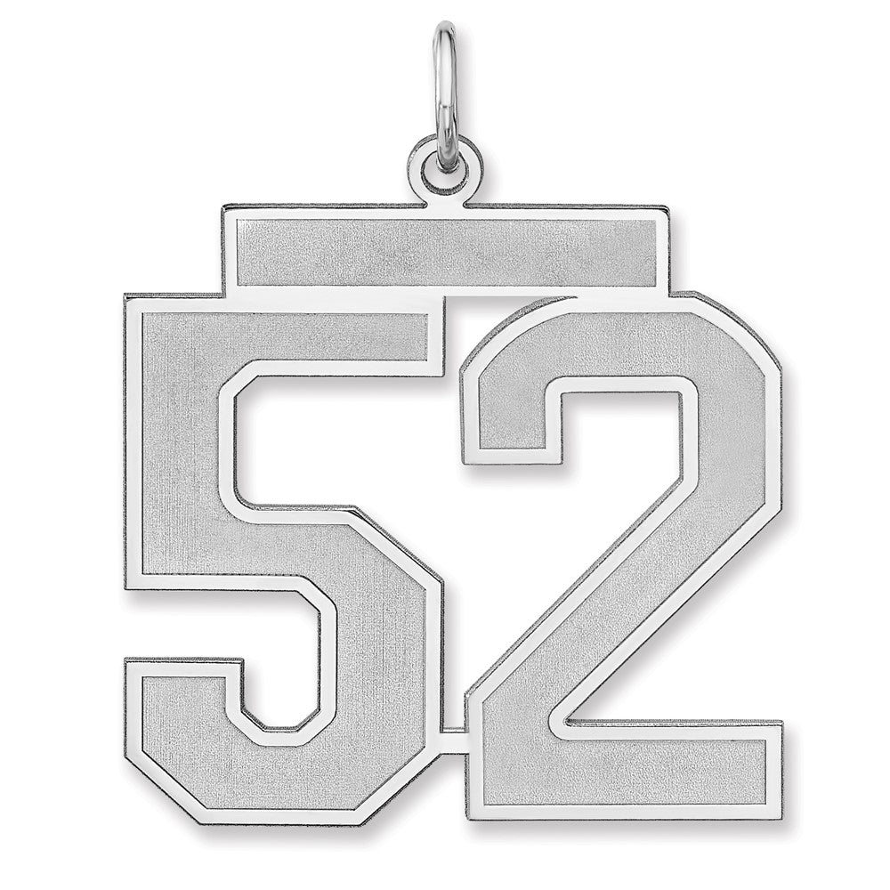 Sterling Silver, Jersey Collection, Extra Large Number 52 Pendant, Item P33459-52 by The Black Bow Jewelry Co.