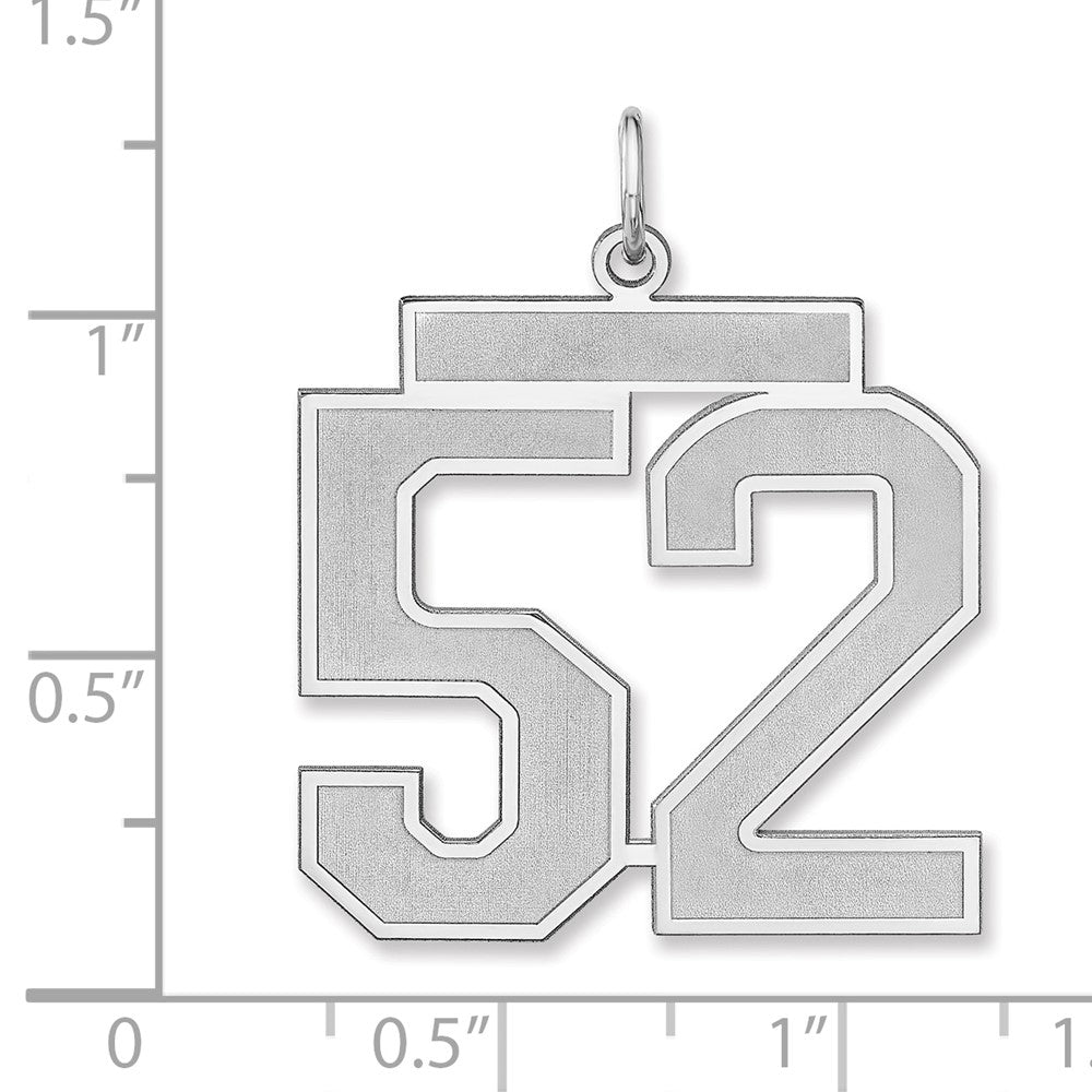 Alternate view of the Sterling Silver, Jersey Collection, Extra Large Number 52 Pendant by The Black Bow Jewelry Co.