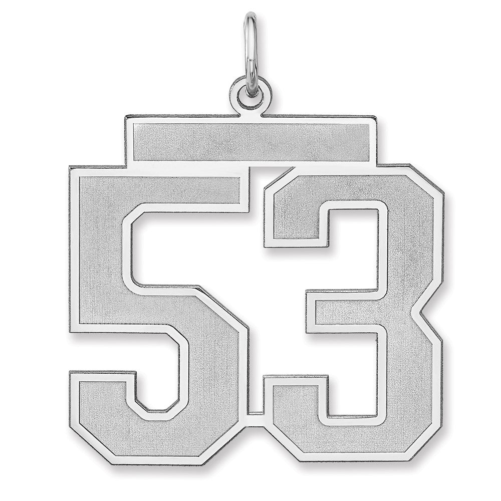 Sterling Silver, Jersey Collection, Extra Large Number 53 Pendant, Item P33459-53 by The Black Bow Jewelry Co.