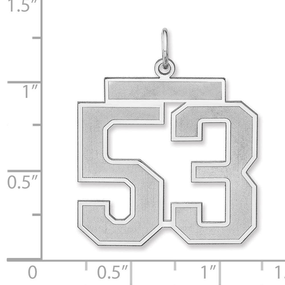 Alternate view of the Sterling Silver, Jersey Collection, Extra Large Number 53 Pendant by The Black Bow Jewelry Co.