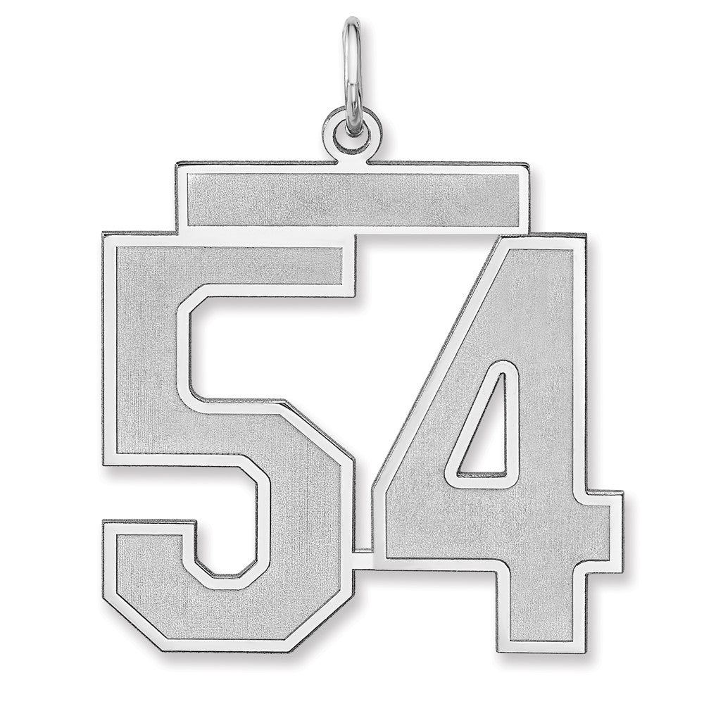 Sterling Silver, Jersey Collection, Extra Large Number 54 Pendant, Item P33459-54 by The Black Bow Jewelry Co.