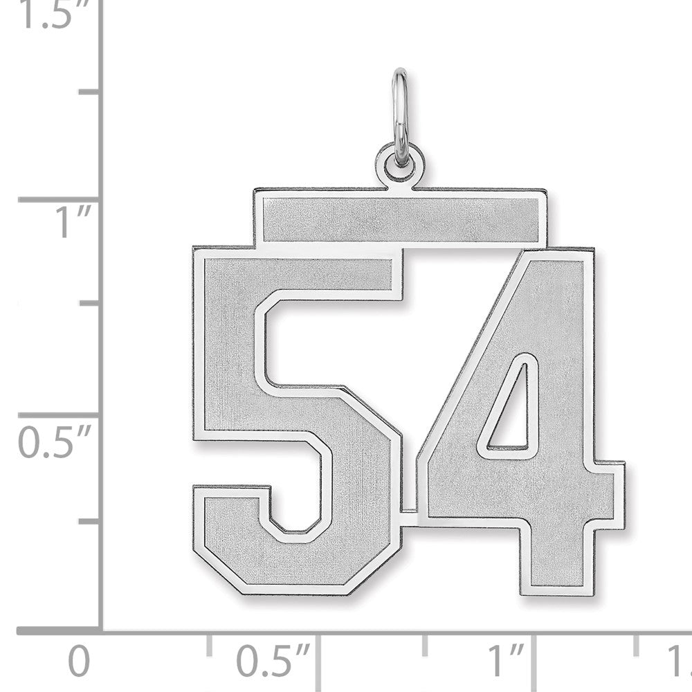 Alternate view of the Sterling Silver, Jersey Collection, Extra Large Number 54 Pendant by The Black Bow Jewelry Co.