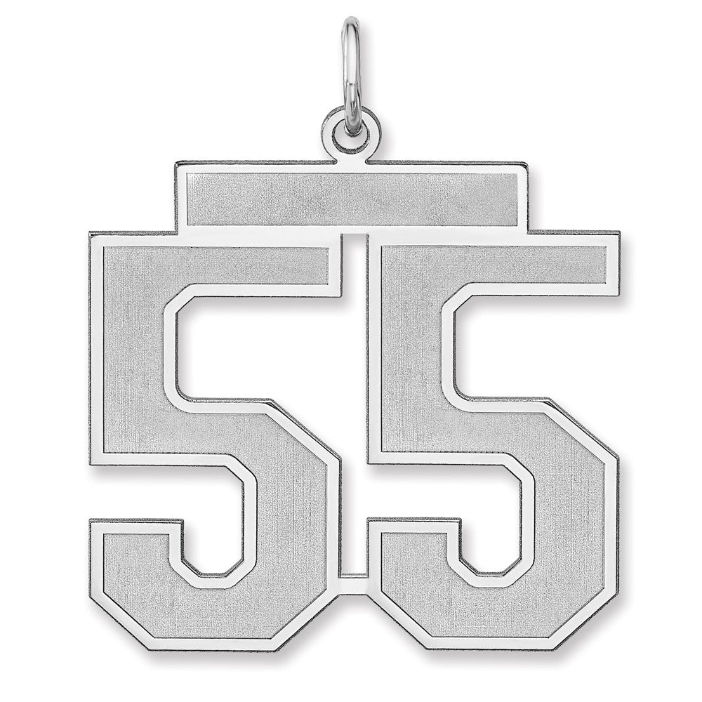 Sterling Silver, Jersey Collection, Extra Large Number 55 Pendant, Item P33459-55 by The Black Bow Jewelry Co.