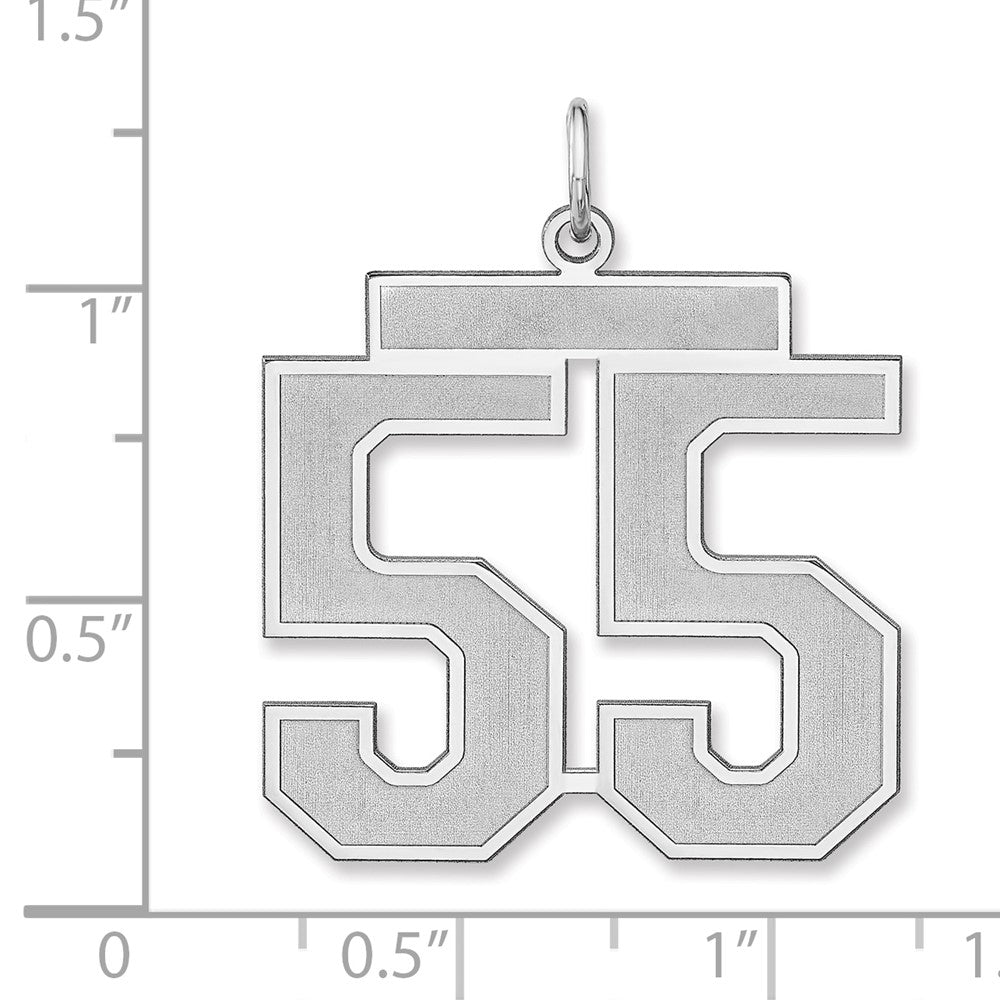 Alternate view of the Sterling Silver, Jersey Collection, Extra Large Number 55 Pendant by The Black Bow Jewelry Co.