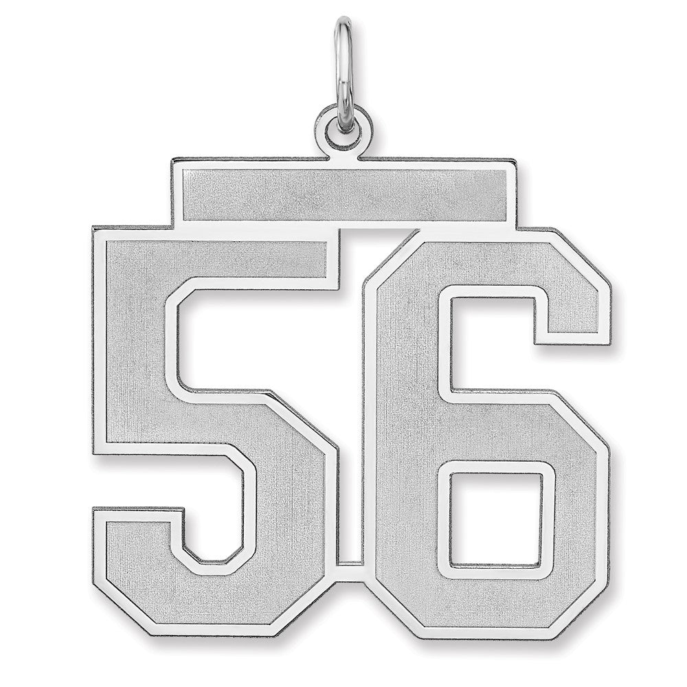 Sterling Silver, Jersey Collection, Extra Large Number 56 Pendant, Item P33459-56 by The Black Bow Jewelry Co.