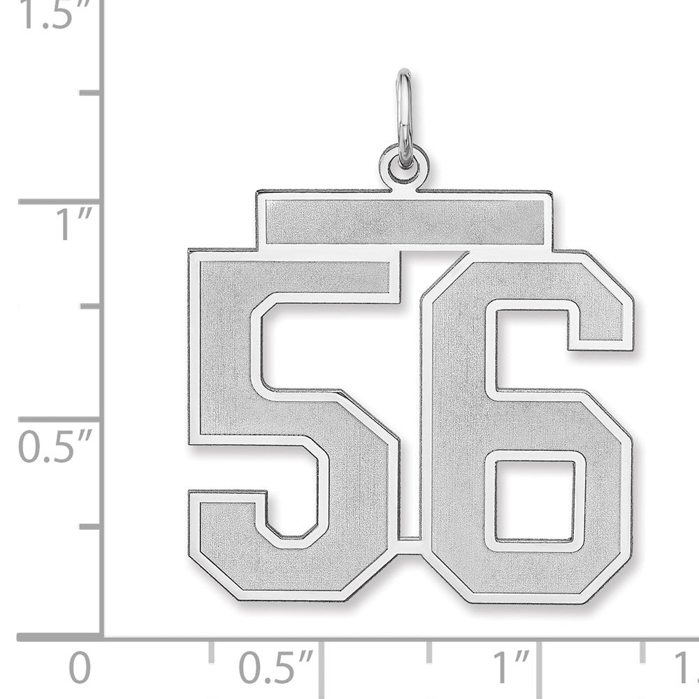 Alternate view of the Sterling Silver, Jersey Collection, Extra Large Number 56 Pendant by The Black Bow Jewelry Co.