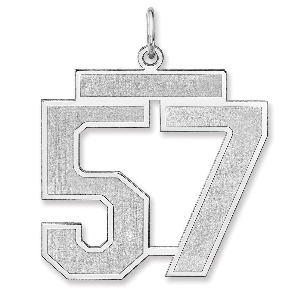 Sterling Silver, Jersey Collection, Extra Large Number 57 Pendant, Item P33459-57 by The Black Bow Jewelry Co.