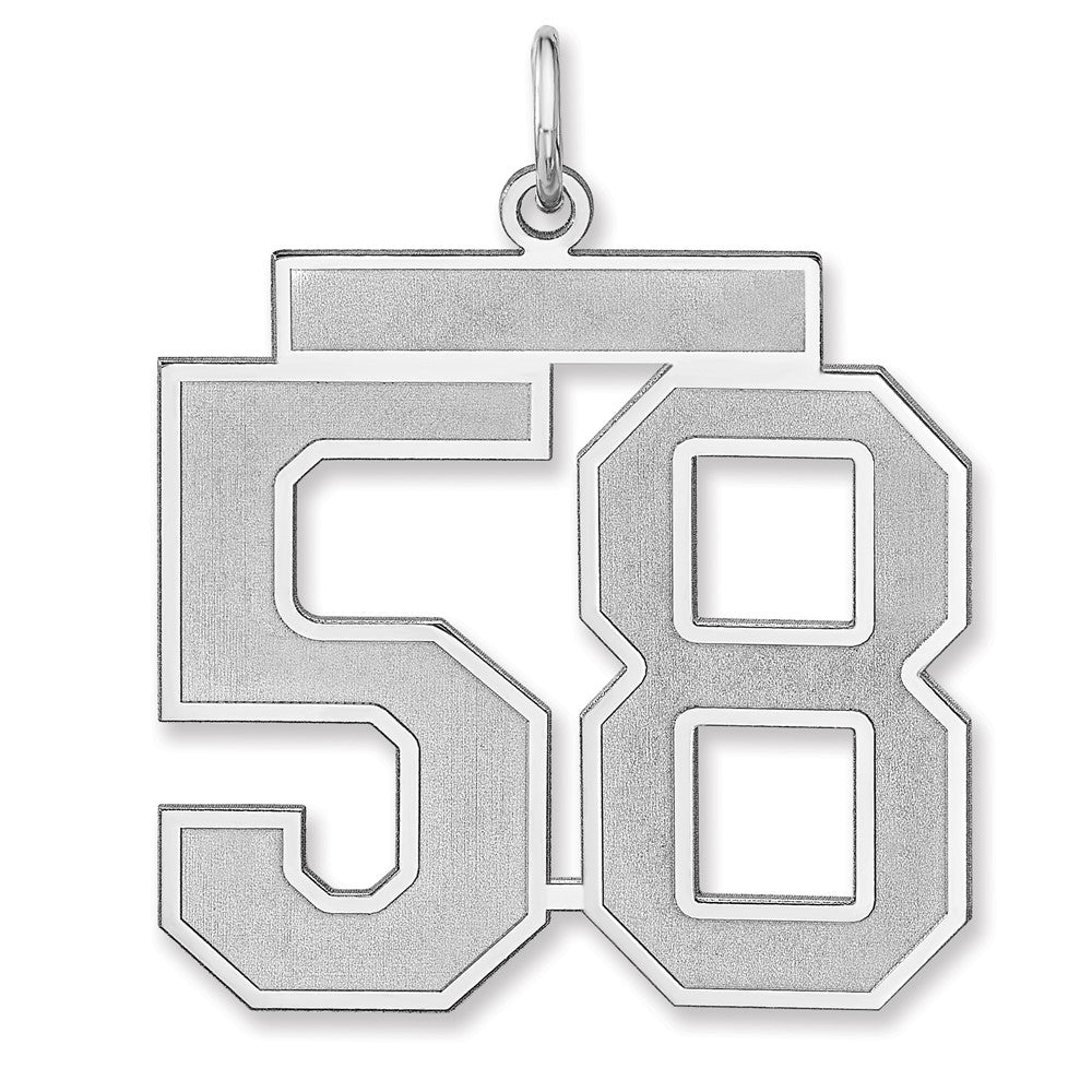 Sterling Silver, Jersey Collection, Extra Large Number 58 Pendant, Item P33459-58 by The Black Bow Jewelry Co.