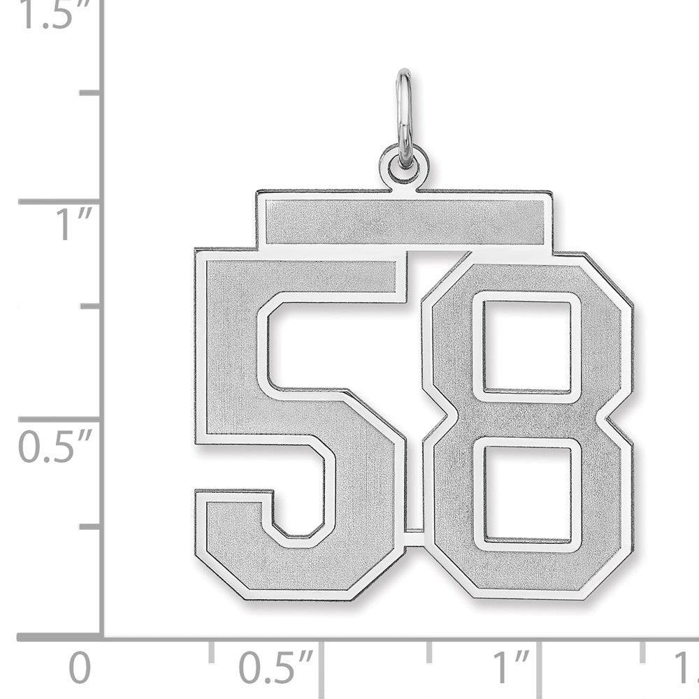 Alternate view of the Sterling Silver, Jersey Collection, Extra Large Number 58 Pendant by The Black Bow Jewelry Co.