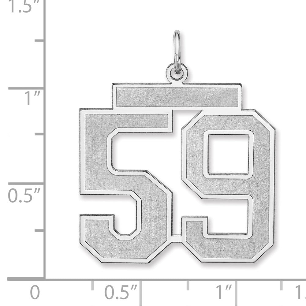Alternate view of the Sterling Silver, Jersey Collection, Extra Large Number 59 Pendant by The Black Bow Jewelry Co.