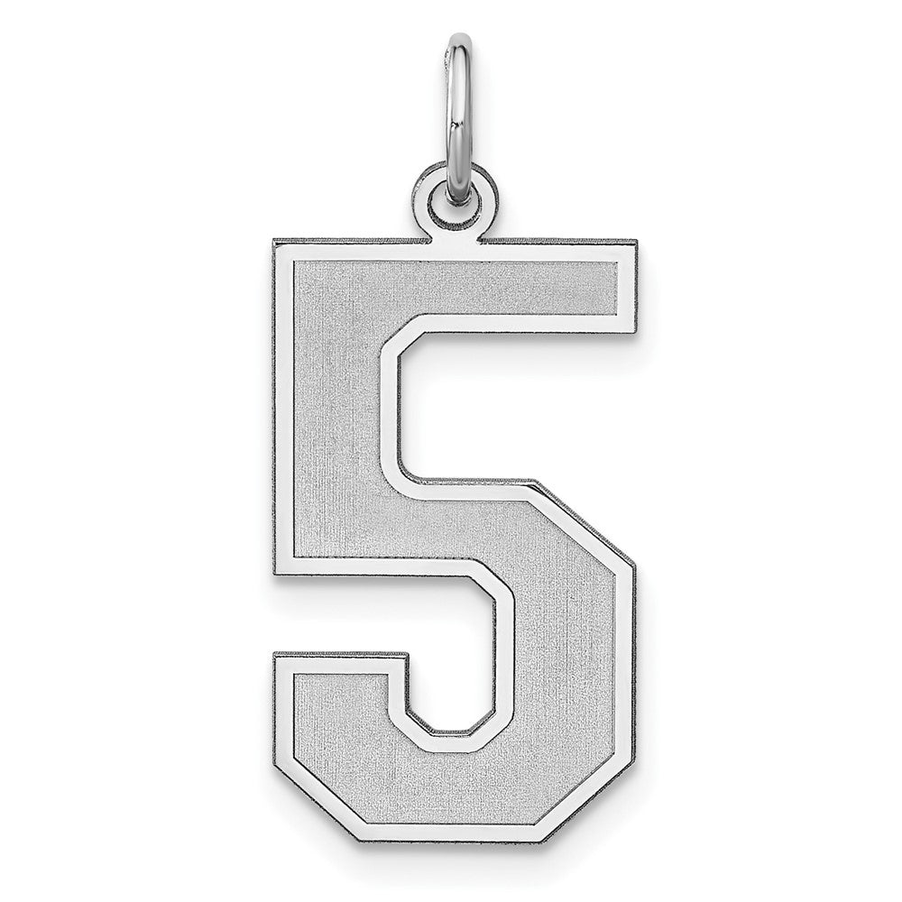 Sterling Silver, Jersey Collection, Extra Large Number 5 Pendant, Item P33459-5 by The Black Bow Jewelry Co.