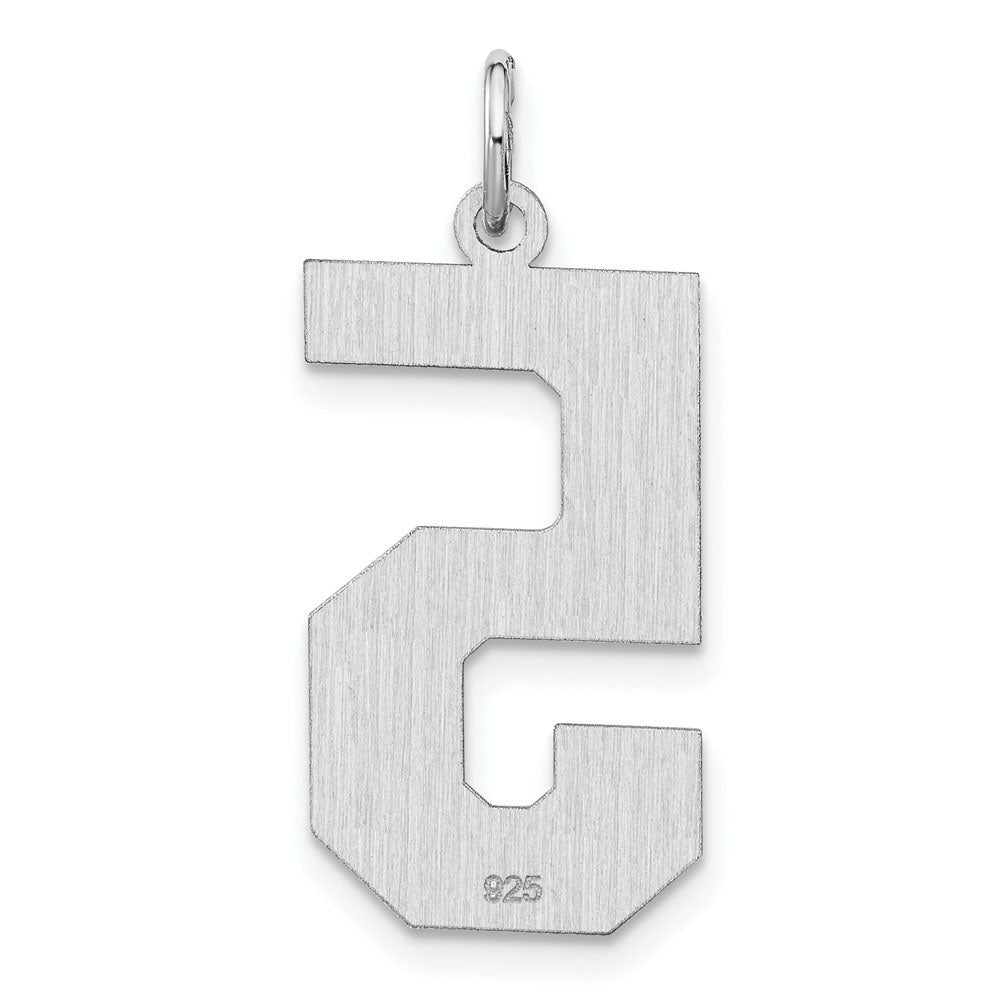 Alternate view of the Sterling Silver, Jersey Collection, Extra Large Number 5 Pendant by The Black Bow Jewelry Co.
