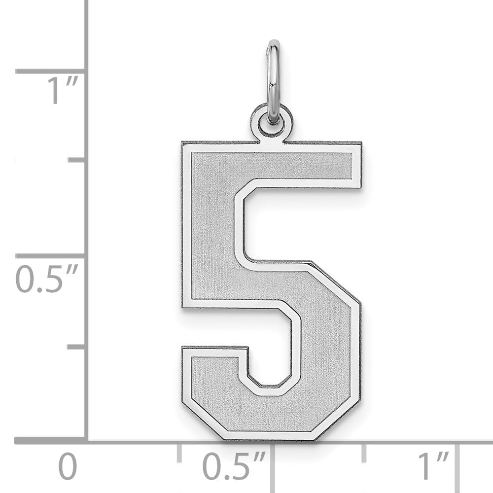 Alternate view of the Sterling Silver, Jersey Collection, Extra Large Number 5 Pendant by The Black Bow Jewelry Co.