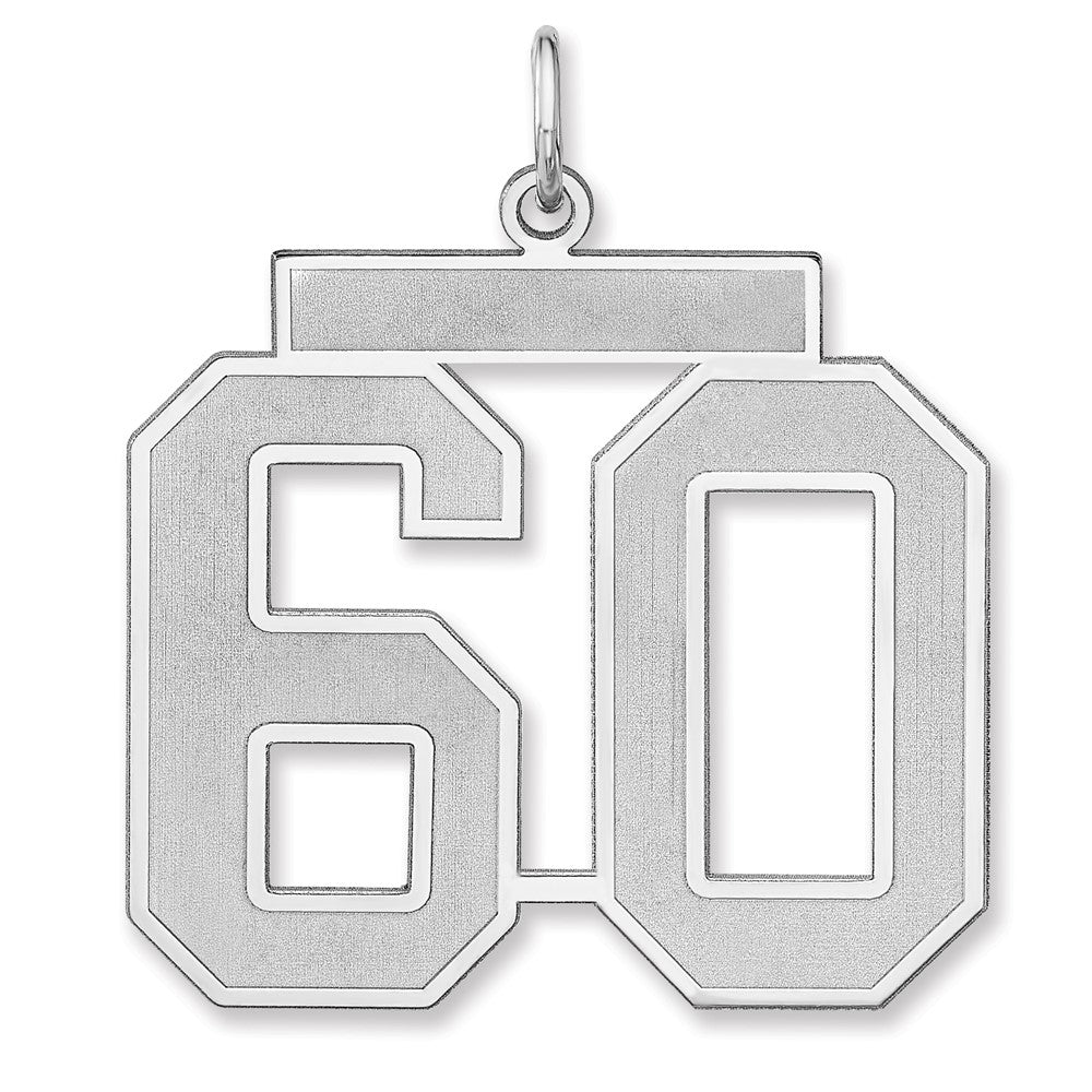 Sterling Silver, Jersey Collection, Extra Large Number 60 Pendant, Item P33459-60 by The Black Bow Jewelry Co.