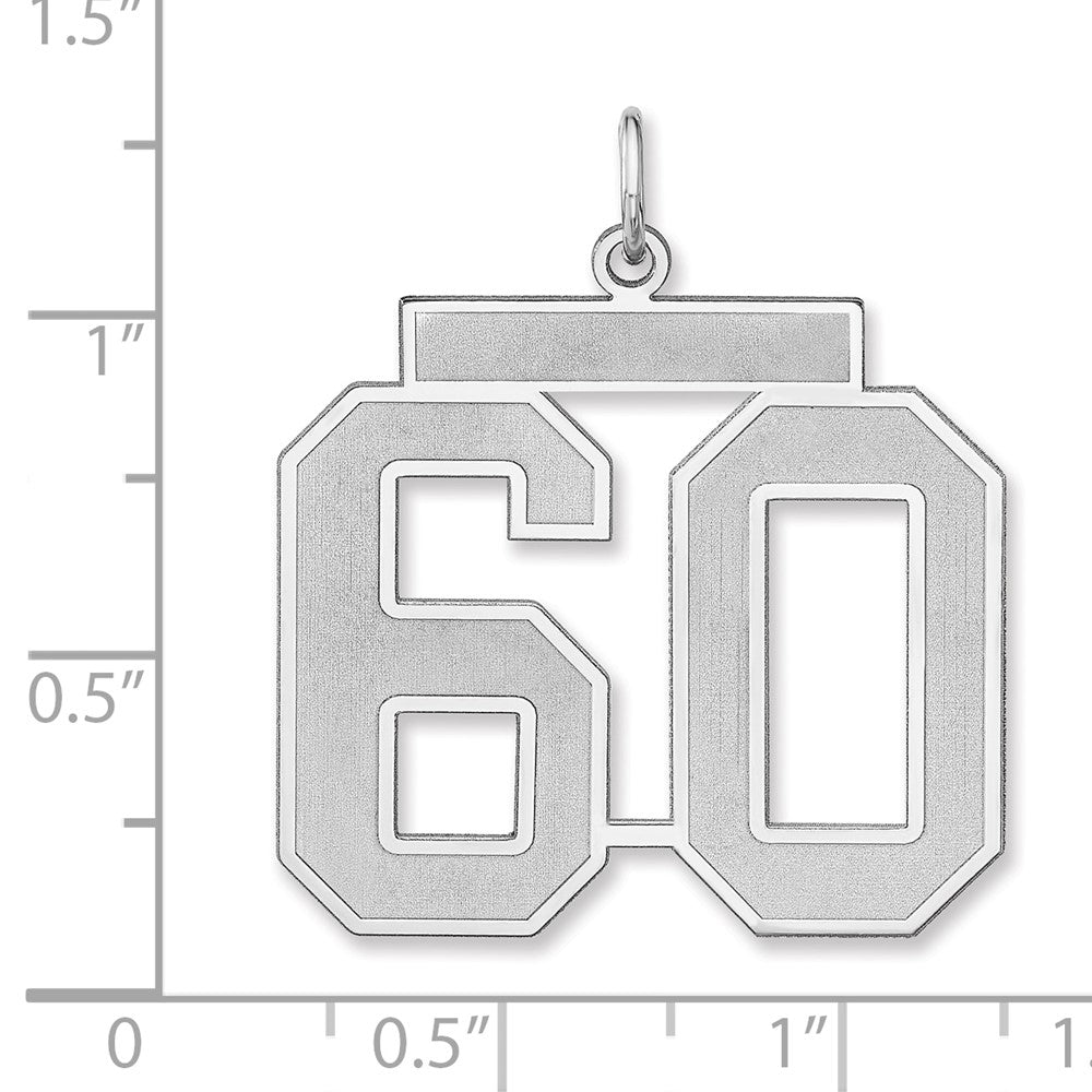 Alternate view of the Sterling Silver, Jersey Collection, Extra Large Number 60 Pendant by The Black Bow Jewelry Co.