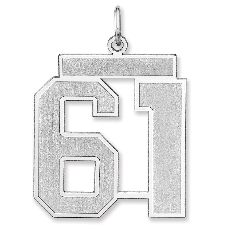 Sterling Silver, Jersey Collection, Extra Large Number 61 Pendant, Item P33459-61 by The Black Bow Jewelry Co.