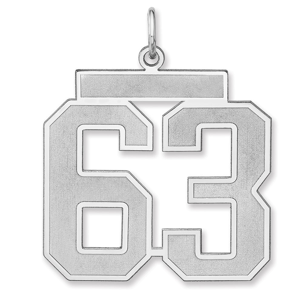 Sterling Silver, Jersey Collection, Extra Large Number 63 Pendant, Item P33459-63 by The Black Bow Jewelry Co.