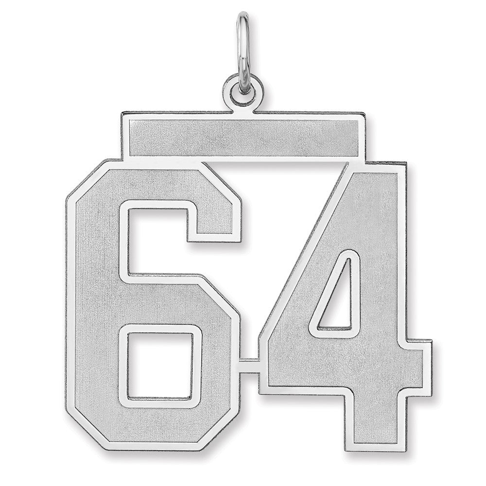 Sterling Silver, Jersey Collection, Extra Large Number 64 Pendant, Item P33459-64 by The Black Bow Jewelry Co.