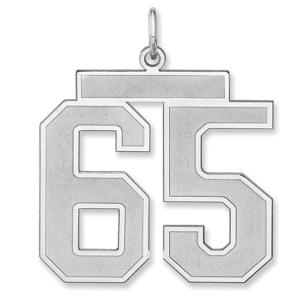 Sterling Silver, Jersey Collection, Extra Large Number 65 Pendant, Item P33459-65 by The Black Bow Jewelry Co.