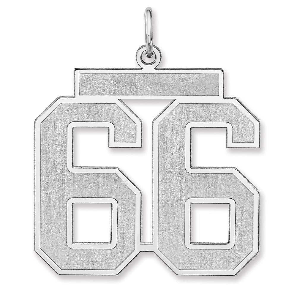 Sterling Silver, Jersey Collection, Extra Large Number 66 Pendant, Item P33459-66 by The Black Bow Jewelry Co.